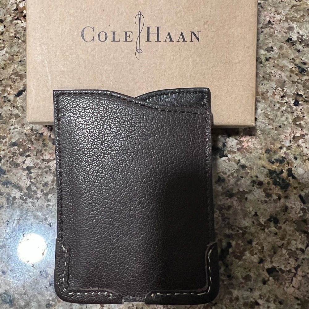 Cole Haan Rich Brown Leather Money Clip - Picture 2 of 4